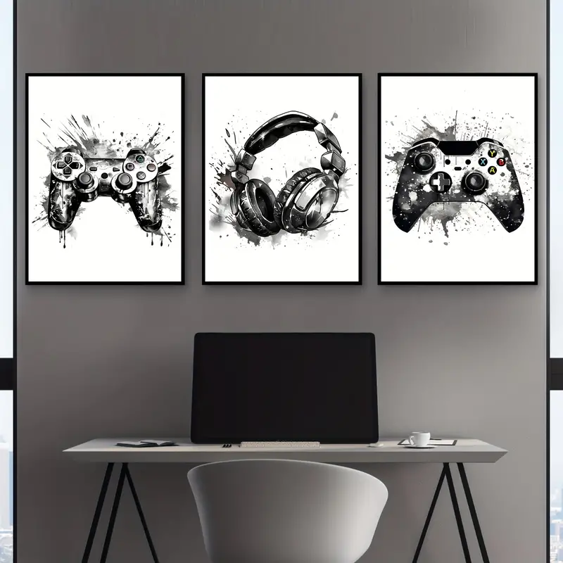 Gaming Console Kit - 3 adet çerçevesiz kanvas tablo 3