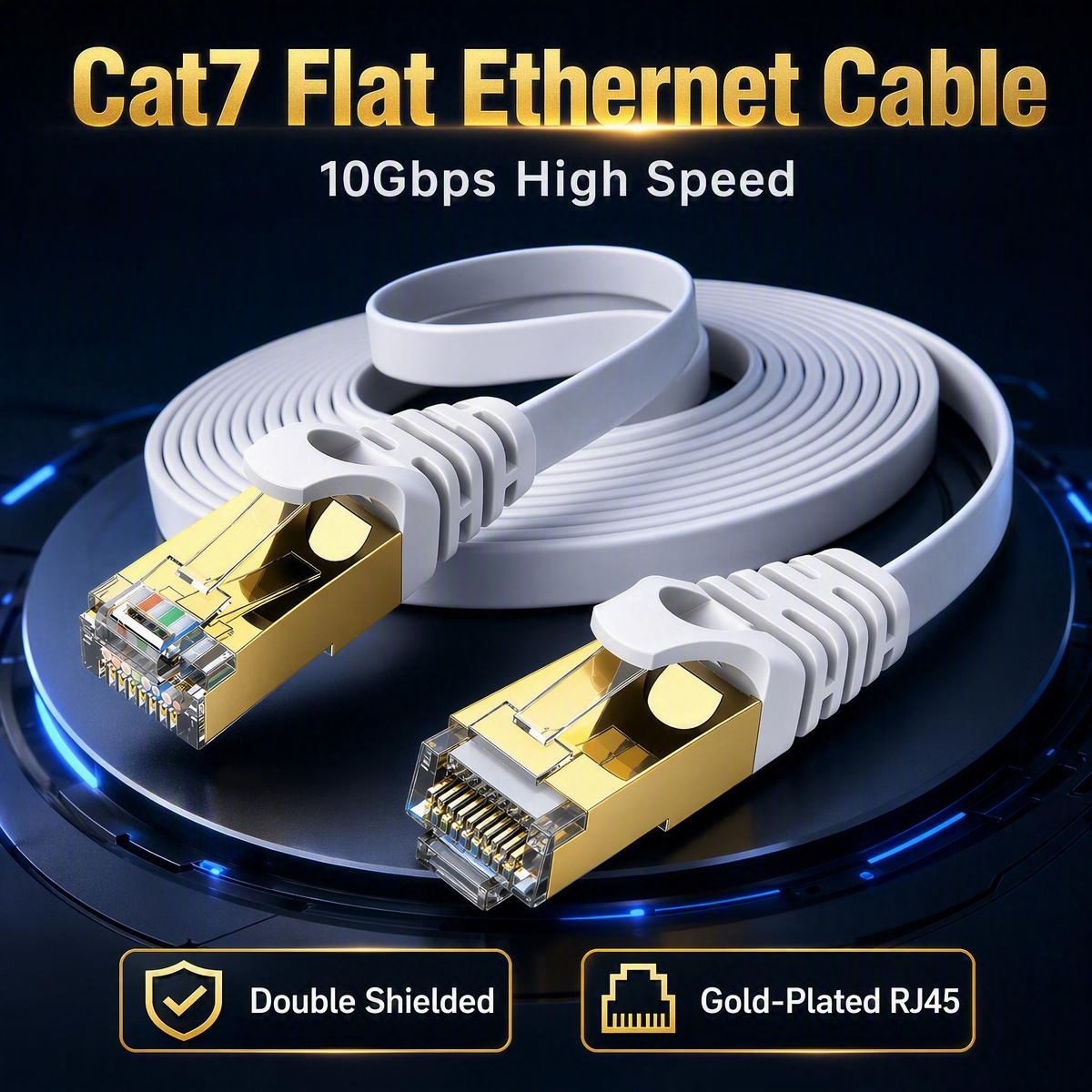 Lan Cable Gaming - Cat7 Düz Ethernet Kablosu 10Gbps Çift