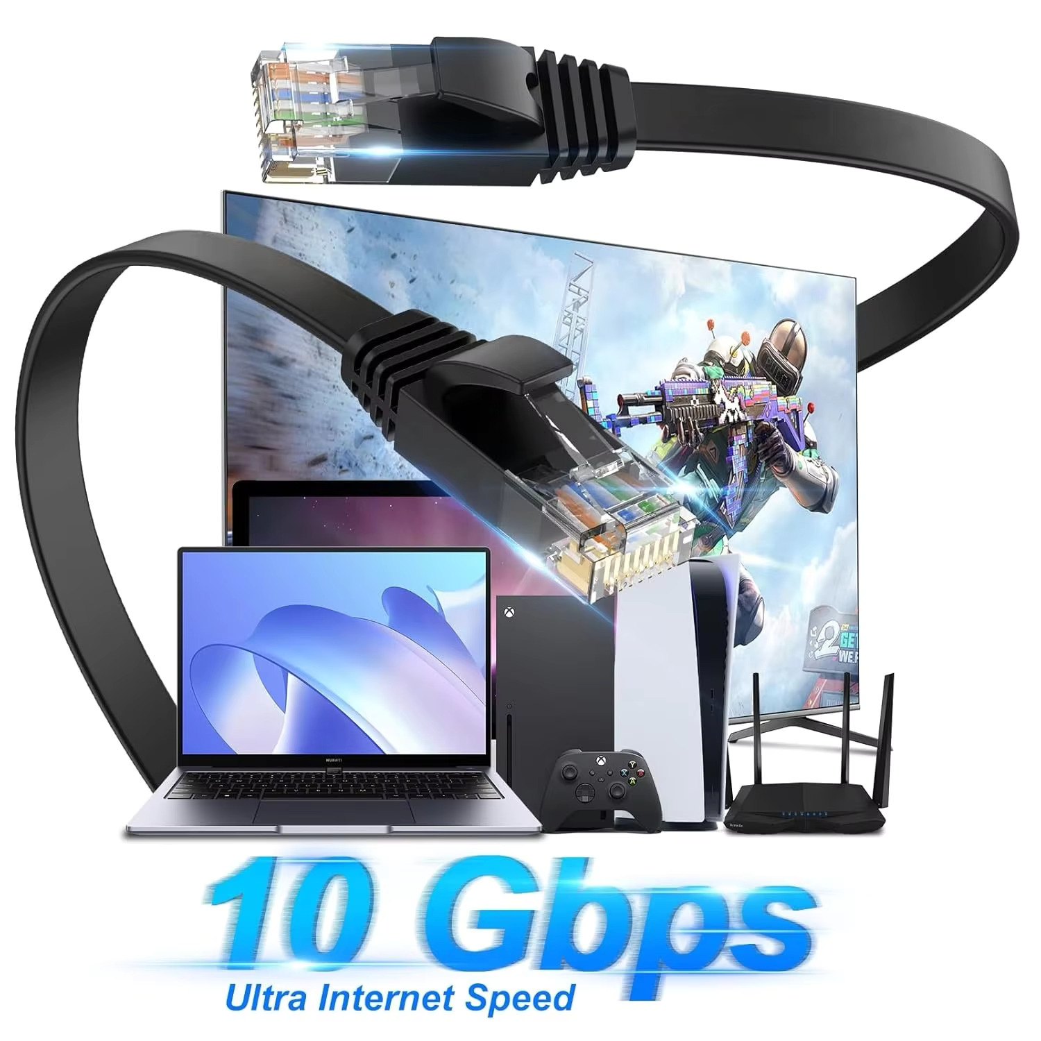 Cat 6 Ethernet Düz Kablo, Dış  - Lan Cable Gaming incelemesi ve fiyatı